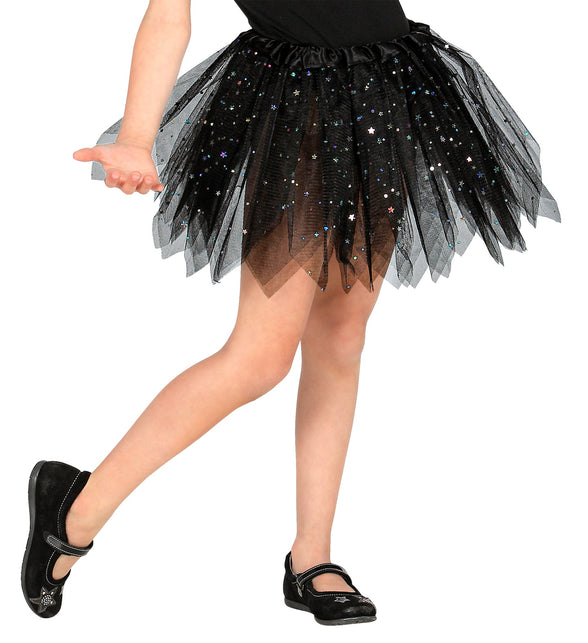 Widmann SRL Glitter tutu rok kort zwart kinderen