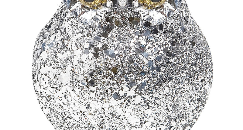 Widmann SRL glitter uil zilver 10x5cm