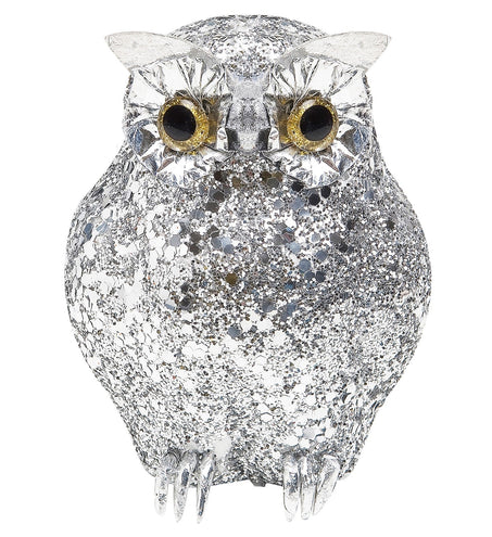 Widmann SRL glitter uil zilver 10x5cm