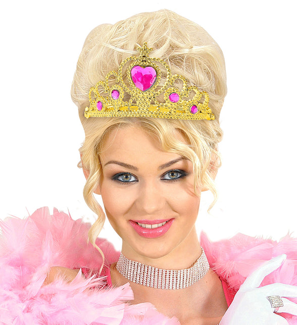 Widmann SRL Gouden tiara met roze steentjes