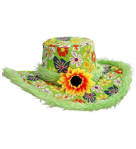 Widmann SRL Groene hoed Ibiza met zonnebloem