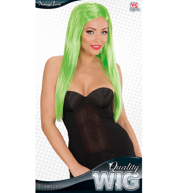 Widmann SRL Groene pruik met lang stijl haar