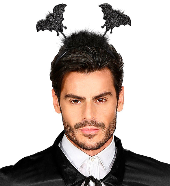 Widmann SRL Haarband met vleermuizen en marabou