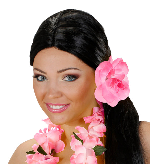 Widmann SRL Haarbloem roze met elastiek