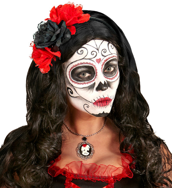 Widmann SRL Halloween haarbandje met zwarte rode rozen