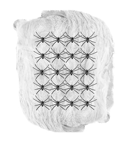 Widmann SRL Halloween spinnenweb met 20 nep spinnen