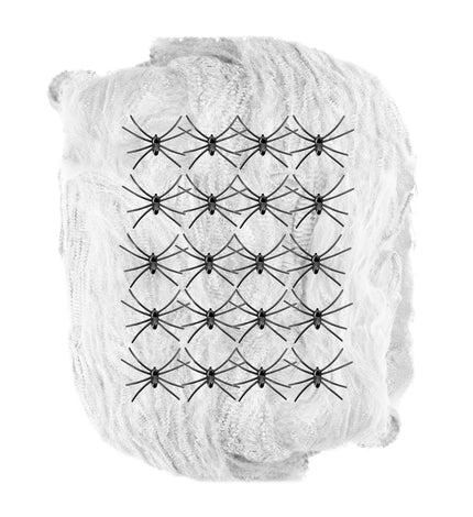 Widmann SRL Halloween spinnenweb met 20 nep spinnen