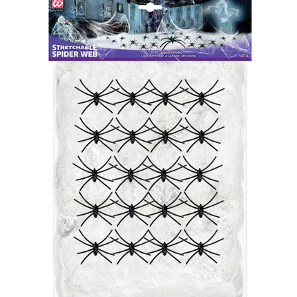 Widmann SRL Halloween spinnenweb met 20 nep spinnen