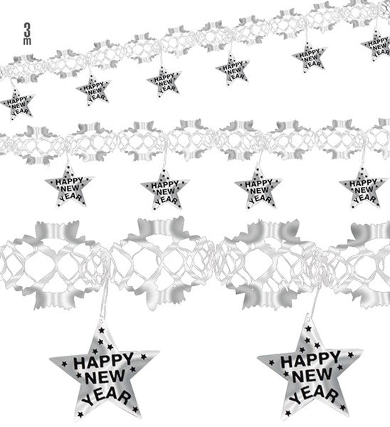 Widmann SRL Happy new year laser slinger zilver 3 meter