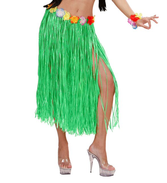 Widmann SRL Hawaii rok groen met bloemenriem lang