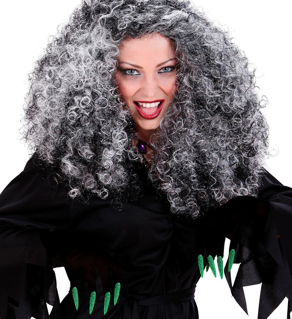 Widmann SRL Heksen handschoenen zwart met groene nagels