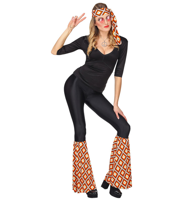 Widmann SRL Hippie accessoireset oranje jaren 70 met hoofdband en beenwarmers