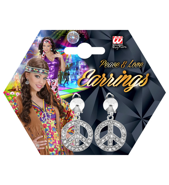 Widmann SRL Hippie oorbellen peace diamantjes