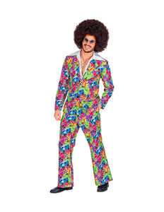 Widmann SRL Hippie pak jaren 70 multicolor met jas en broek