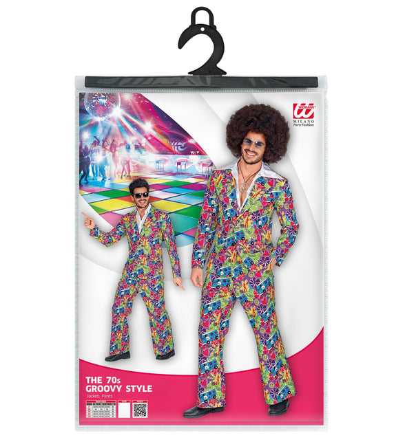 Widmann SRL Hippie pak jaren 70 multicolor met jas en broek