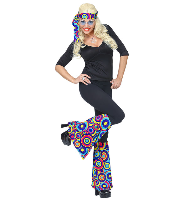 Widmann SRL Hippie verkleedset jaren 70 kleurenmix met hoofdband en beenwarmers