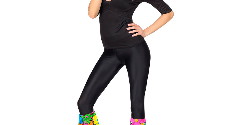 Widmann SRL Hippie verkleedset jaren 70 kleurrijk met bloemenbeenwarmers en hoofdband