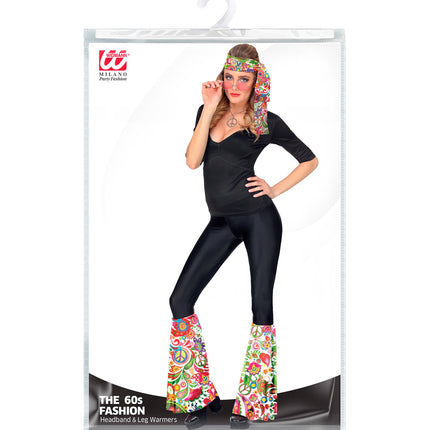 Widmann SRL Hippie verkleedset jaren 70 met hoofdband en beenwarmers