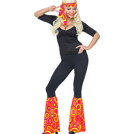 Widmann SRL Hippie verkleedset rood gele bollen jaren 70 unisex