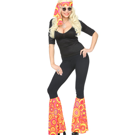 Widmann SRL Hippie verkleedset rood gele bollen jaren 70 unisex