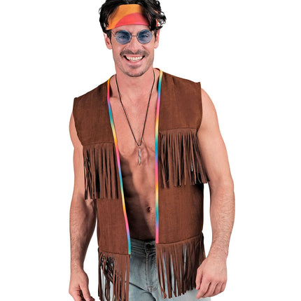 Widmann SRL Hippie vest met franjes donker bruin