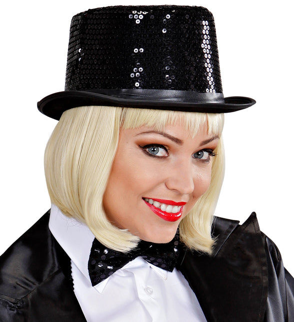 Widmann SRL hoge hoed pailletten zwart