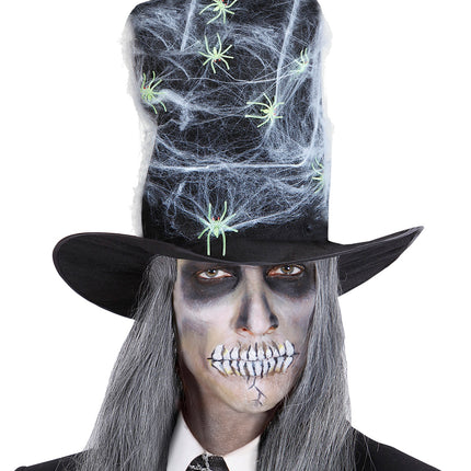 Widmann SRL Hoge hoed zwart met spinnen en spinnenweb