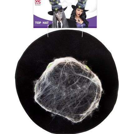 Widmann SRL Hoge hoed zwart met spinnen en spinnenweb