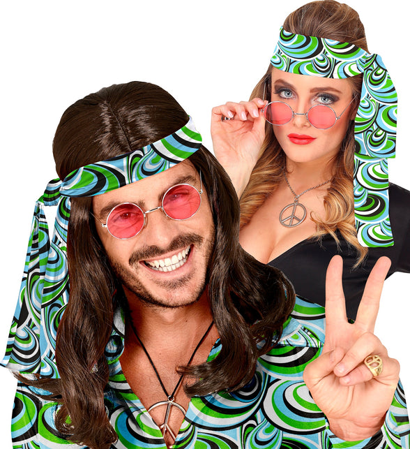 Widmann SRL Hoofdband hippie blauw groen