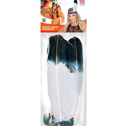 Widmann SRL Hoofdband Indiaan  met 2 veren