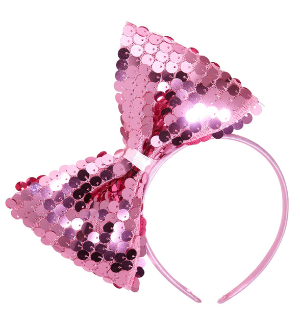 Widmann SRL hoofdband met paillettenstrik rose