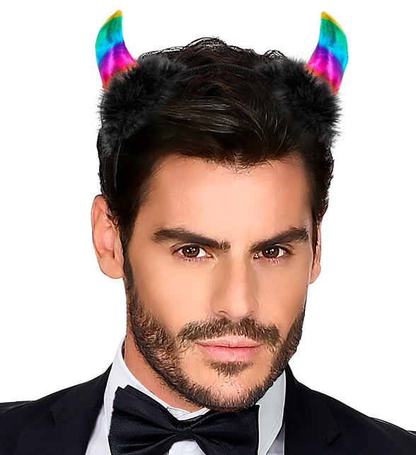 Widmann SRL Hoofdband pailletten hoorntjes Evi regenboog