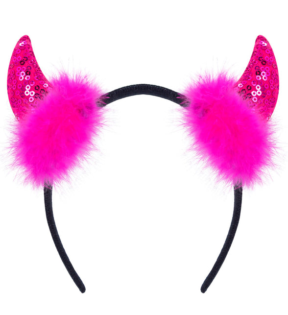 Widmann SRL Hoofdband pailletten hoorntjes Evi roze