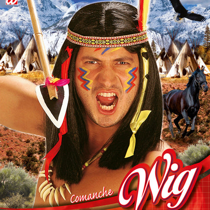 Widmann SRL Indianen pruik met veren