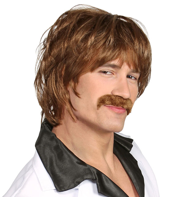 Widmann SRL Jaren 60 pruik met snor bruin