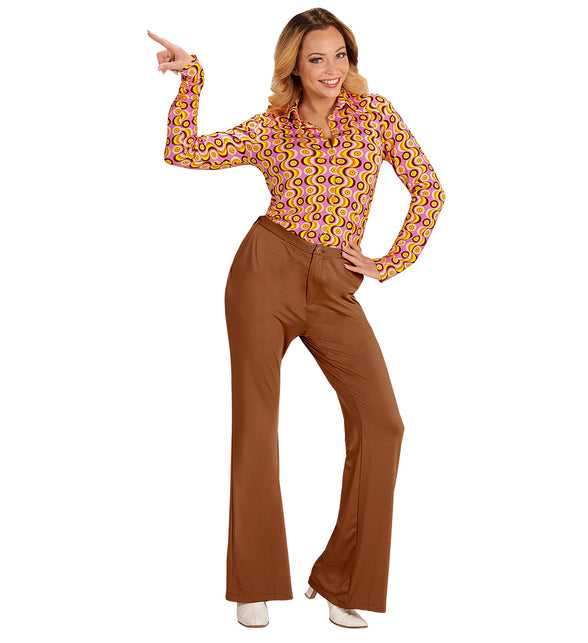 Widmann SRL Jaren 70 disco broek Groovy bruin