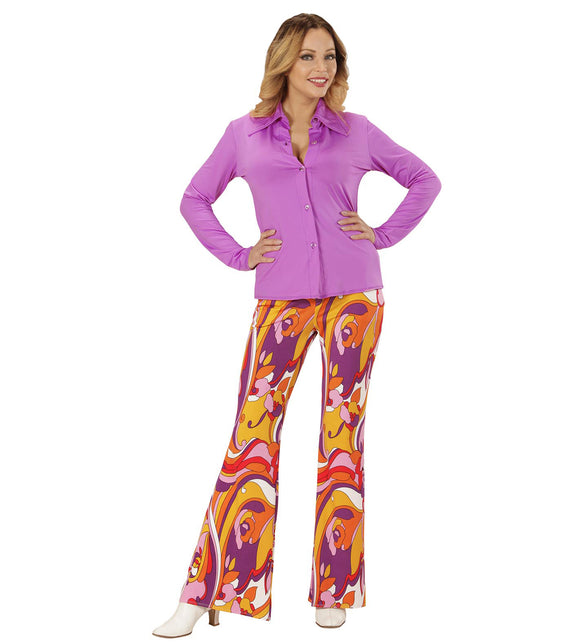 Widmann SRL Jaren 70 discoshirt Groovy paars