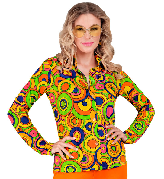 Widmann SRL Jaren 70 shirt groovy cirkels dames