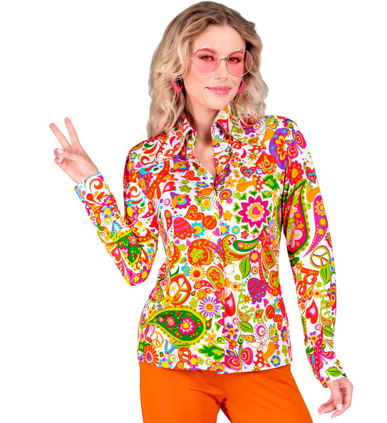 Widmann SRL Jaren 70 shirt peace party dames