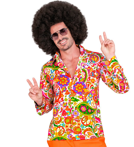 Widmann SRL Jaren 70 shirt peace party heren