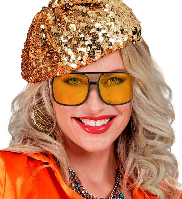 Widmann SRL Jaren 90 hippiebril met gele glazen