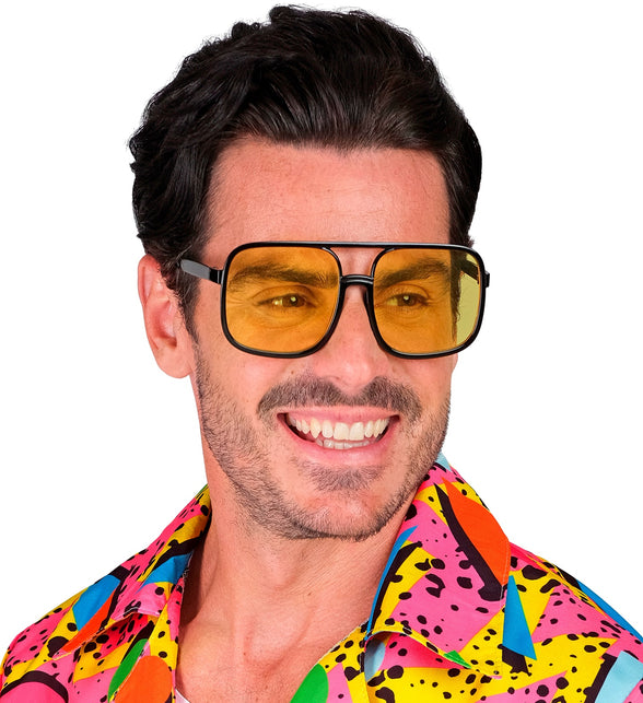 Widmann SRL Jaren 90 hippiebril met gele glazen