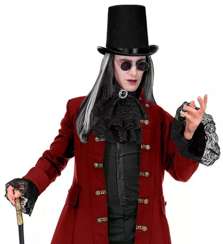 Widmann SRL Kanten jabot met edelstenen en manchetten zwart Niek