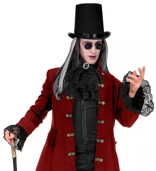 Widmann SRL Kanten jabot met edelstenen en manchetten zwart Niek