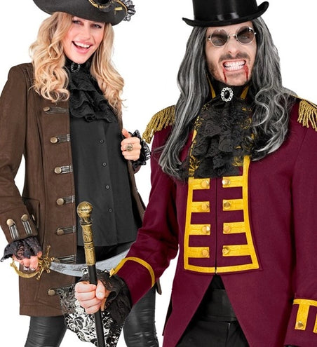 Widmann SRL Kanten jabot met edelstenen en manchetten zwart Niek