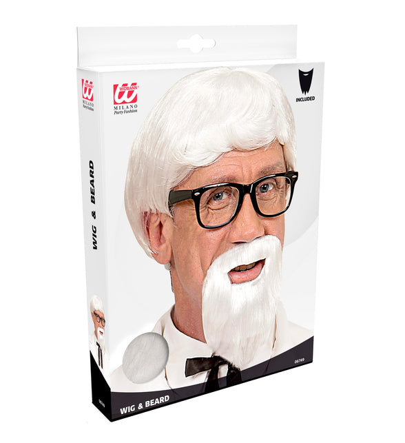 Widmann SRL Kentucky pruik wit met ringbaard