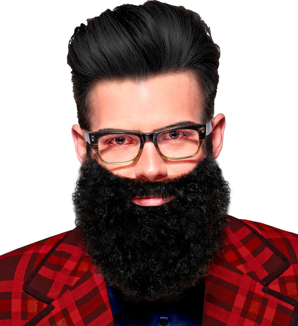 Widmann SRL Krullende baard met snor Leonardo, zwart