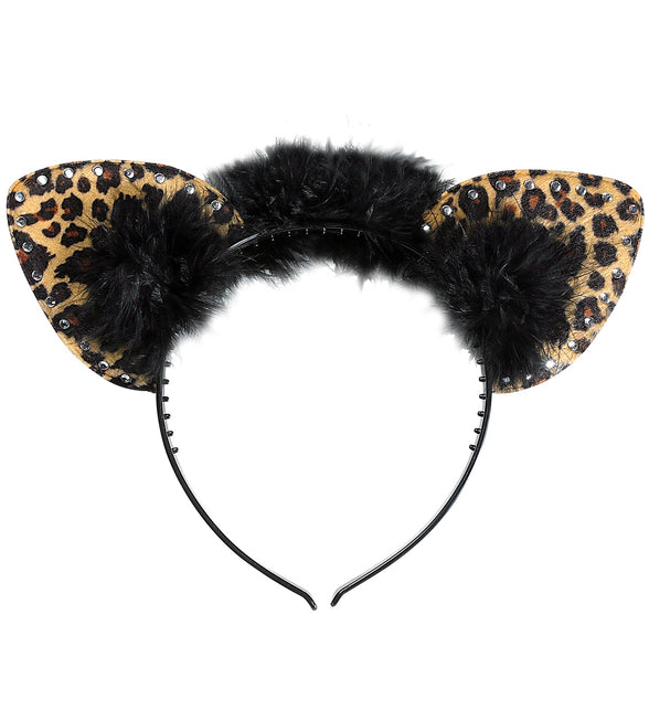 Widmann SRL Luipaard oortjes met steentjes bruin