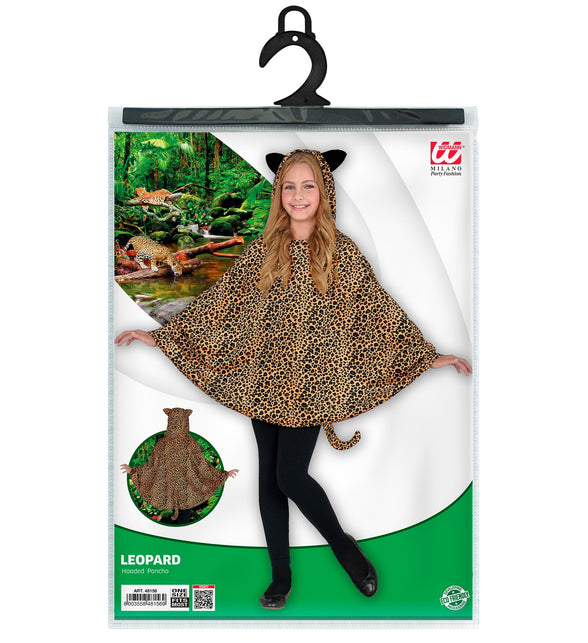Widmann SRL Luipaard poncho met muts kinderen