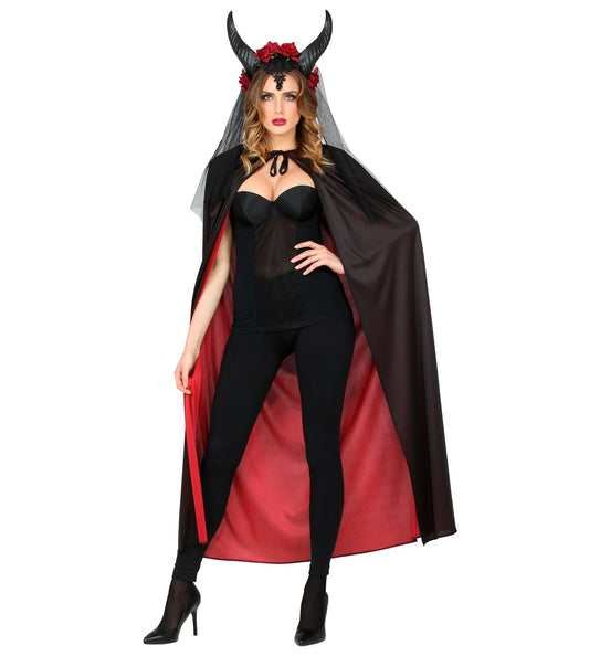 Widmann SRL Luxe dubbelzijdige cape zwart rood